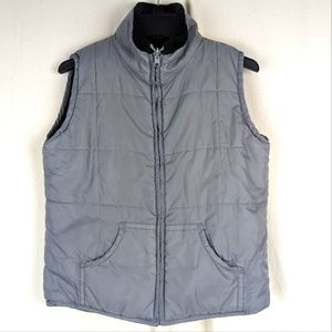 Carolyn Taylor by Design Women's Vest Size S Reversible Gray Black Zip Pockets